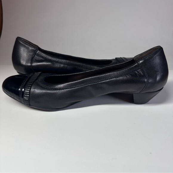 AGL Black Leather Rounded Cap Toe Kitten Heels Ballet Shoes 10.5 Minimalist 40.5 - Picture 5 of 12